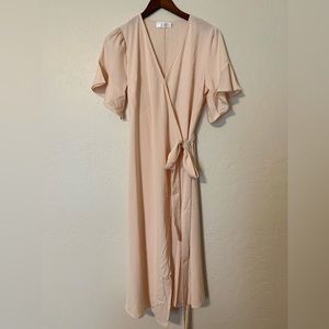 NEW! Blush true wrap midi dress